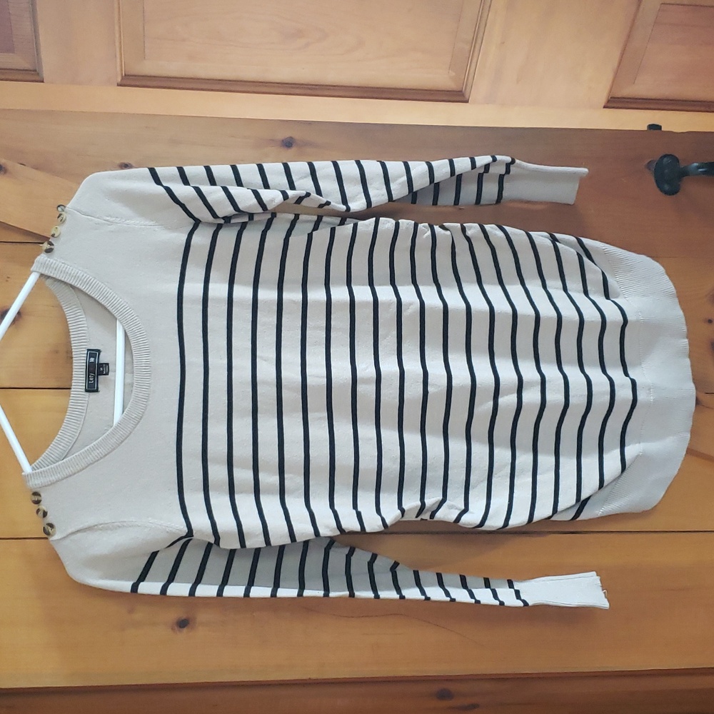 Black & Tan Striped Maternity Top